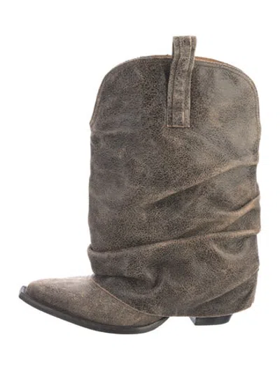 Pre-owned R13 Leather Western Boots In Grey