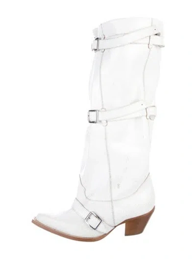 Pre-owned R13 Leather Western Boots In White