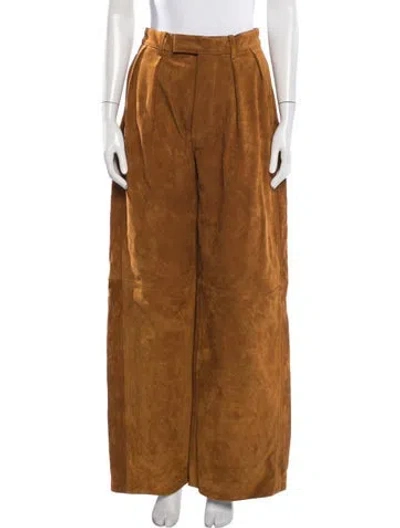 Pre-owned R13 Leather Wide Leg Pants In Brown/orange