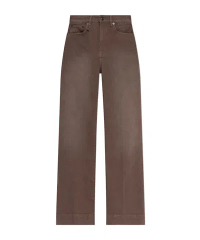 R13 Leather-patch Cotton Jeans In Brown