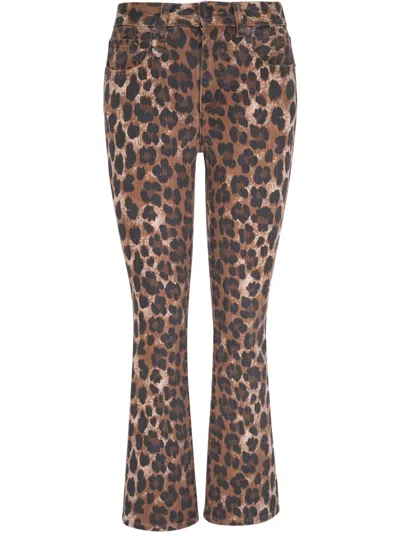 R13 Leopard-print Jeans In Brown
