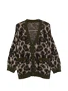 R13 Leopard Cardigan Long Sleeves V Neck Pockets In Black