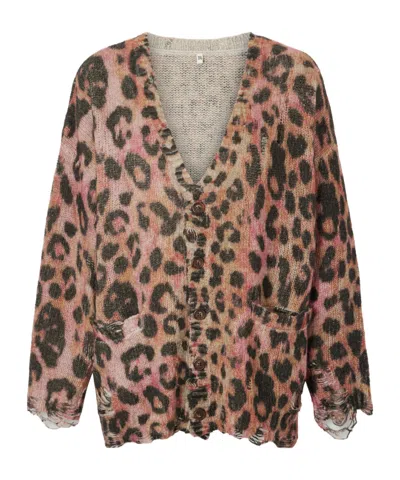 R13 Leopard-print Cardigan In Brown