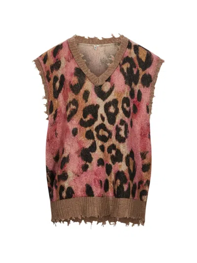 R13 Leopard-print Distressed Sweater In Animal Print