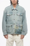 R13 Light Washed Denim Jacket With Paint Details