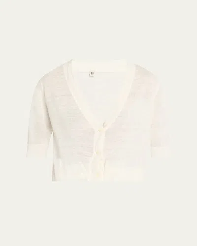 R13 Linen Balloon Cardigan In White