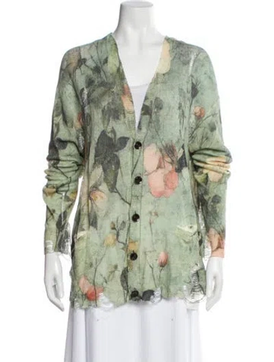 Pre-owned R13 Linen Floral Print Blazer In Green