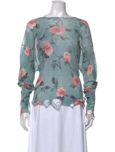 Pre-owned R13 Linen Floral Print Sweater In Blue