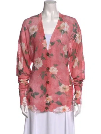 Pre-owned R13 Linen Floral Print Sweater In Pink
