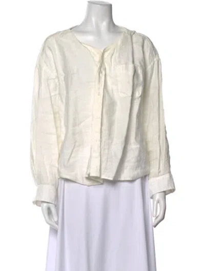 Pre-owned R13 Linen Long Sleeve Button-up Top In Neutrals