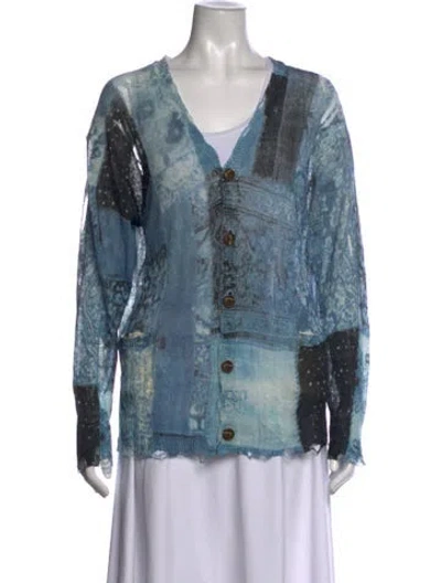 Pre-owned R13 Linen Printed Sweater W/ Tags In Blue