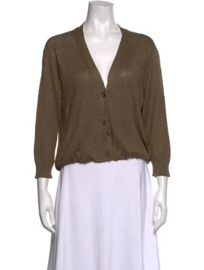 Pre-owned R13 Linen V-neck Sweater In Green