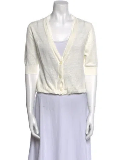 Pre-owned R13 Linen V-neck Sweater In White