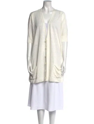 Pre-owned R13 Linen V-neck Sweater In White