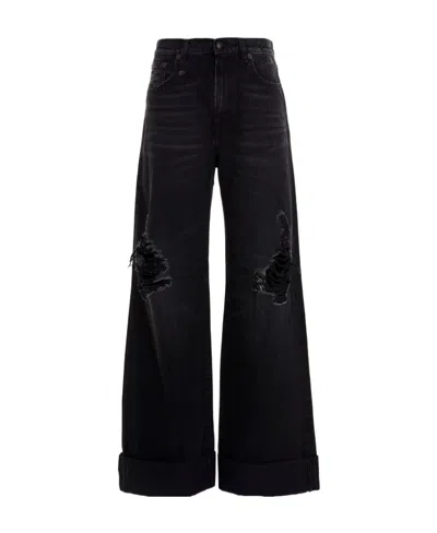 R13 Lisa Baggy Distressed Jeans In Black