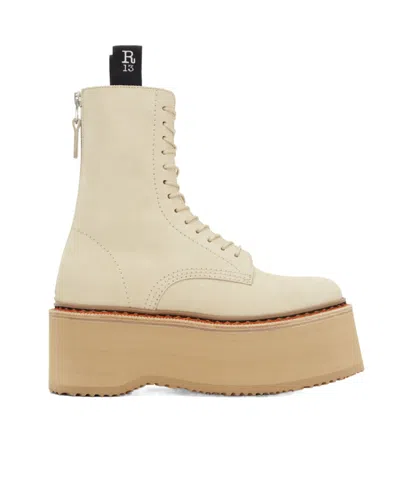 R13 Logo And Ankle Boots In Nude