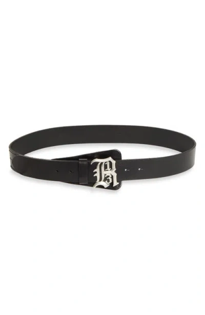R13 Logo Buckle Leather Belt In Black