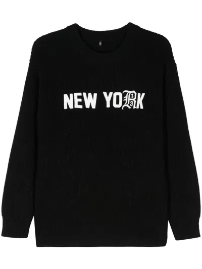R13 Logo-embroidered Cotton Jumper In Black