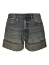 R13 Logo-patch Denim Shorts In Gray