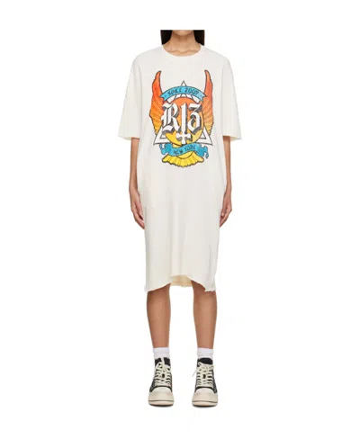 R13 Logo-print T-shirt Dress In White