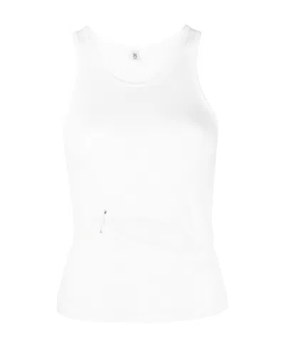 R13 Logo Sleeveless Vest In White