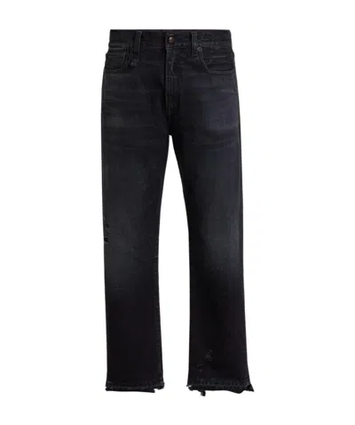 R13 Logo Straight Jeans In Black