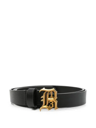 R13 Logo-buckle Leather Belt In Black