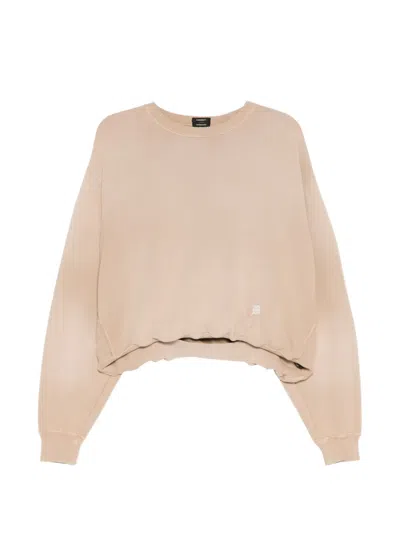 R13 Logo-embroidered Cropped Sweater In Neutral