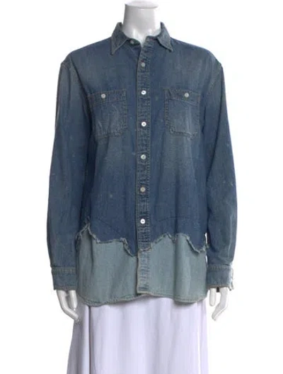 Pre-owned R13 Long Sleeve Button-up Top In Blue