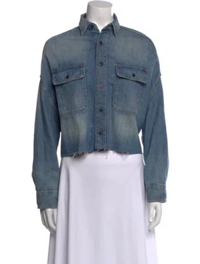 Pre-owned R13 Long Sleeve Button-up Top In Blue