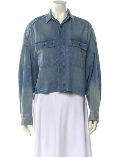 Pre-owned R13 Long Sleeve Button-up Top In Blue