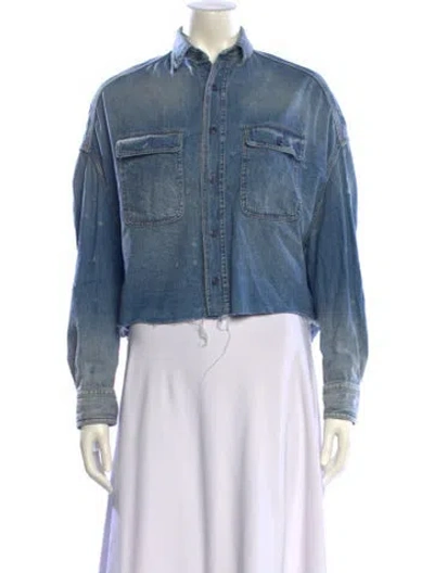 Pre-owned R13 Long Sleeve Button-up Top In Blue