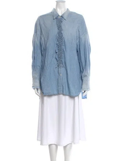 Pre-owned R13 Long Sleeve Button-up Top In Blue