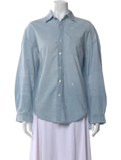 Pre-owned R13 Long Sleeve Button-up Top In Blue