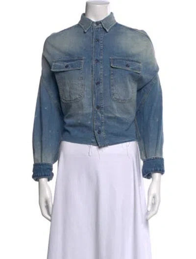 Pre-owned R13 Long Sleeve Button-up Top In Blue