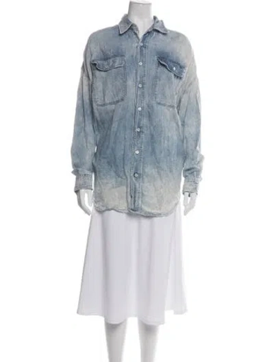 Pre-owned R13 Long Sleeve Button-up Top In Blue