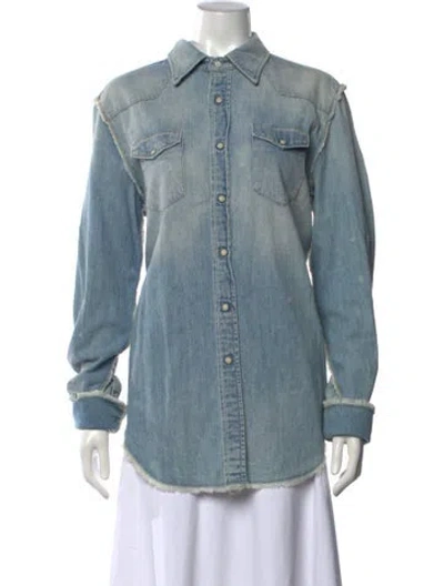 Pre-owned R13 Long Sleeve Button-up Top In Blue