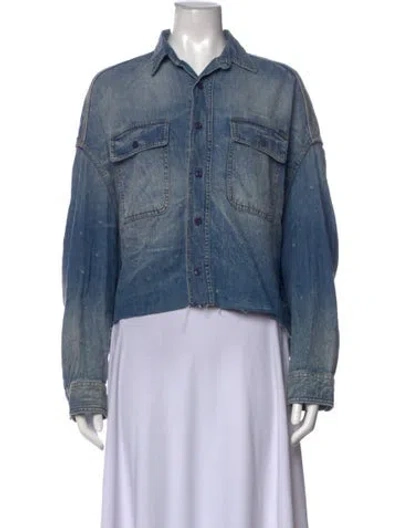 Pre-owned R13 Long Sleeve Button-up Top In Blue