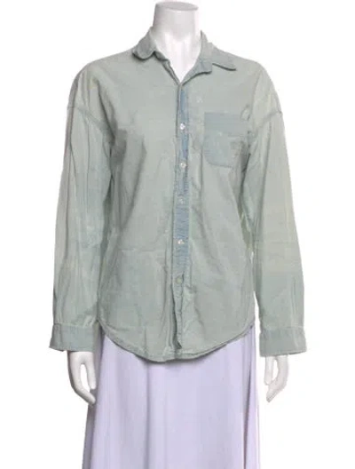Pre-owned R13 Long Sleeve Button-up Top In Green