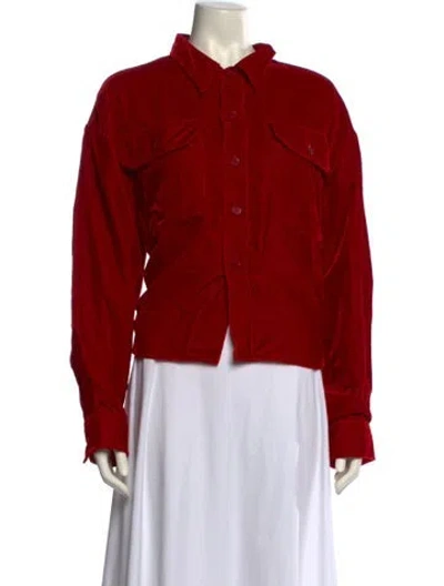 Pre-owned R13 Long Sleeve Button-up Top W/ Tags In Red