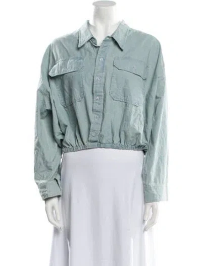 Pre-owned R13 Long Sleeve Crop Top In Blue