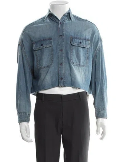 Pre-owned R13 Long Sleeve Crop Top In Blue