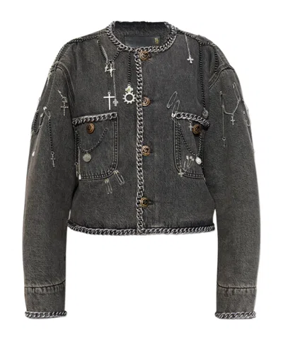 R13 Long Sleeve Denim Jacket In Gray