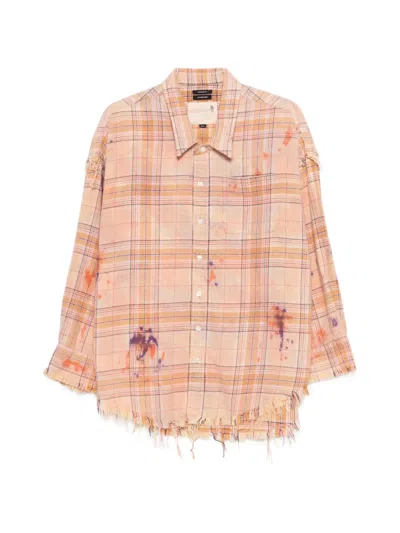 R13 Long-sleeve Plaid-pattern Shirt In Pink