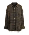 R13 Shredded Seam Drop Neck Plaid Flannel Button-up Shirt In Multi