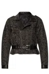 R13 Herringbone-pattern Biker Jacket In Black