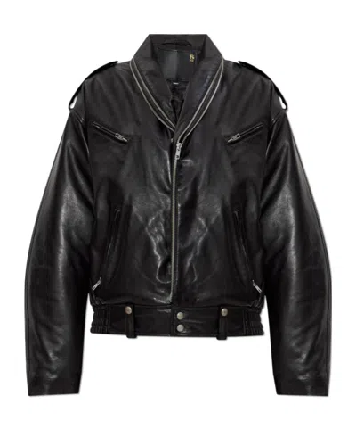 R13 Motorcycle Zip-collar Jacket In Black