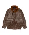 R13 Long-sleeved Leather Jacket In Brown