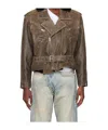 R13 Long-sleeved Leather Jacket In Green