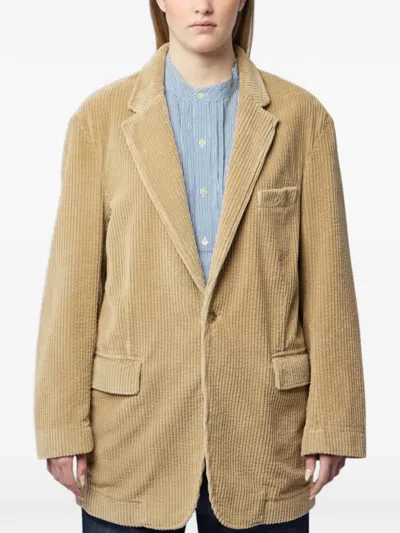 R13 Long-sleeve Buttoned Blazer In Brown